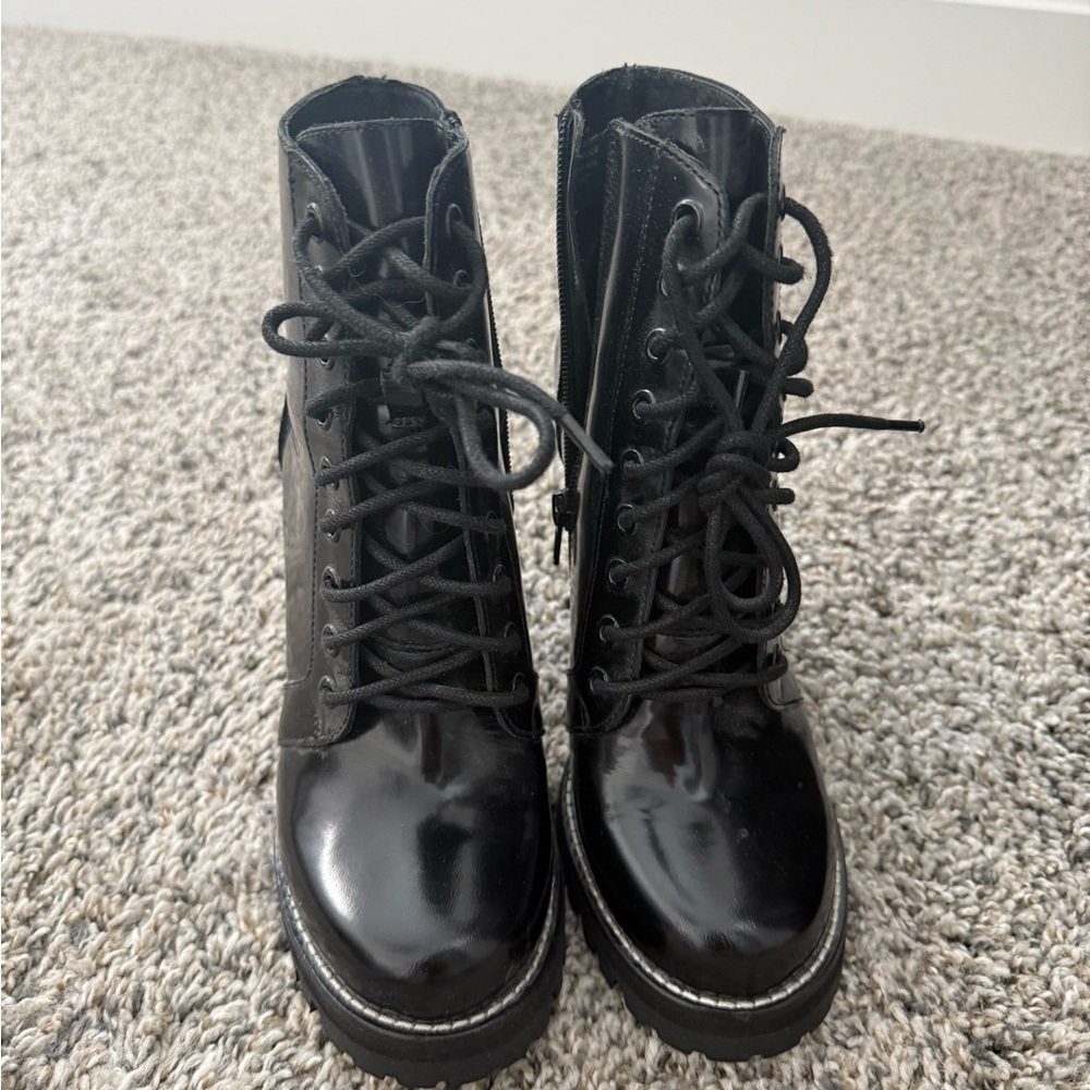 Jeffrey Campbell Glossy Black Combat Boots